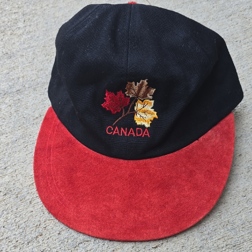 Vintage Quality Goods Canada Cap with Leaf Embroidery Suede